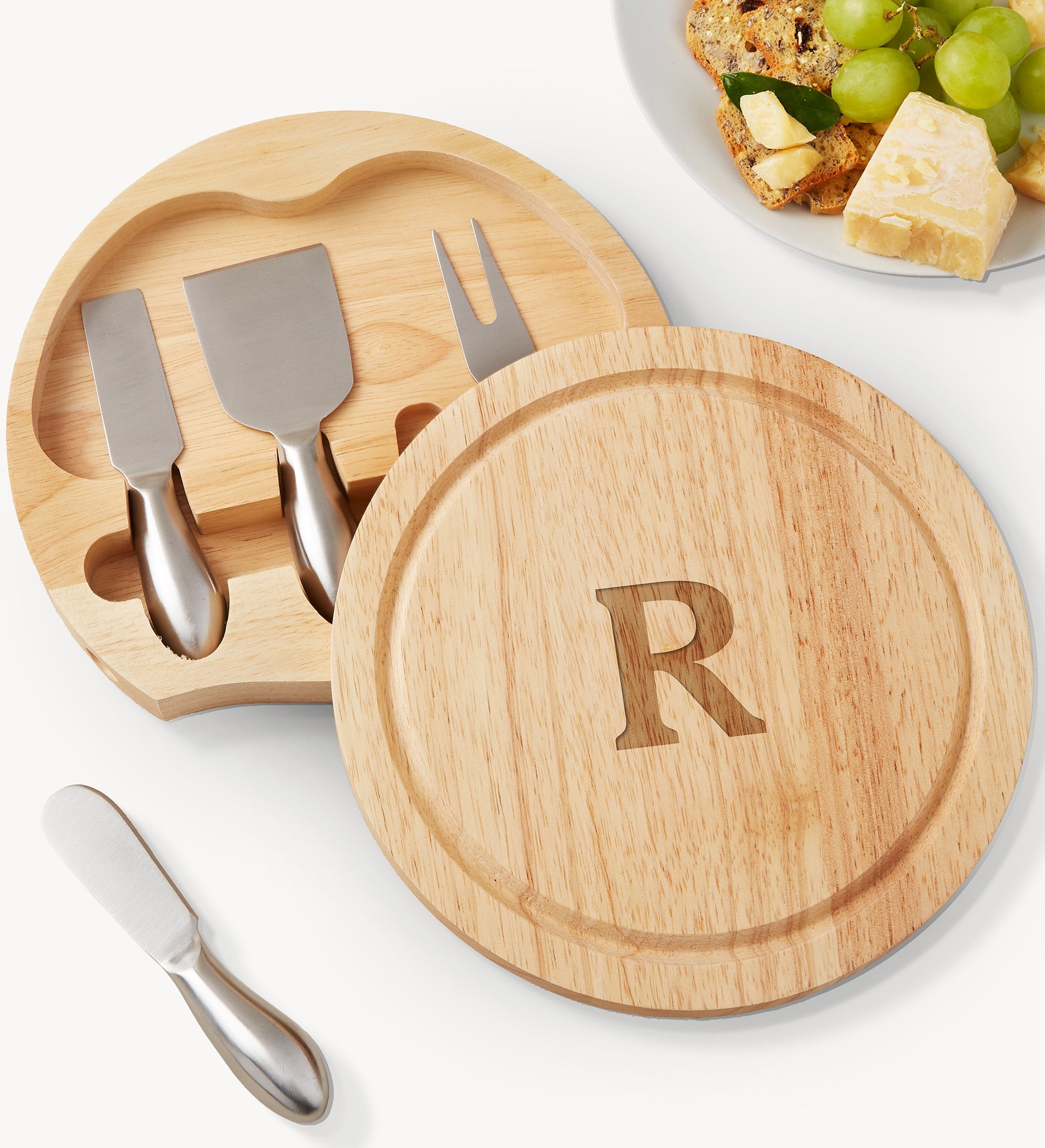 Initial Personalized Round Cheese Board & Tools Set