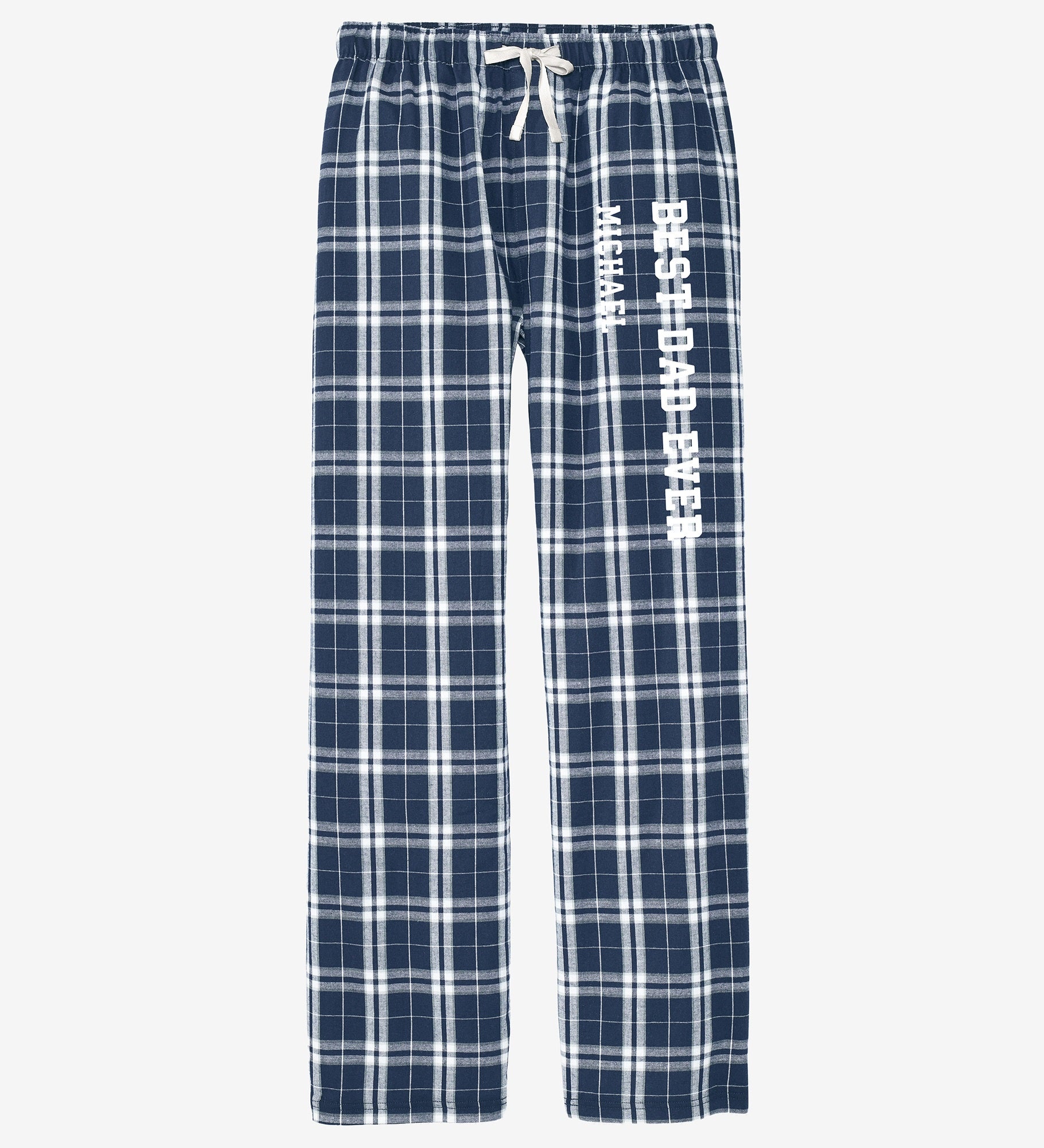 Dad Personalized Men's Navy & White Flannel Pants