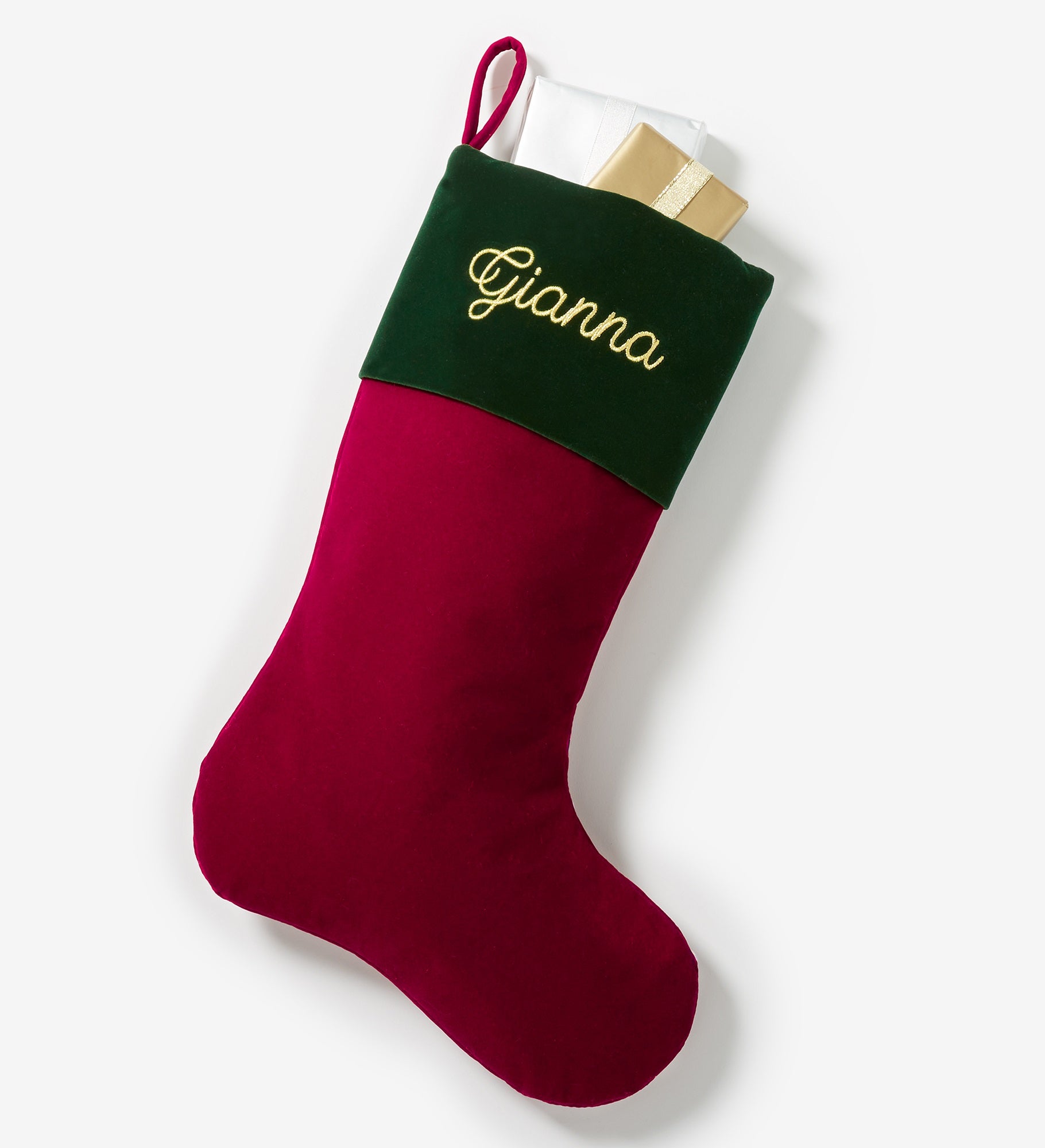 Yuletide Elegance Embroidered Velvet Stocking