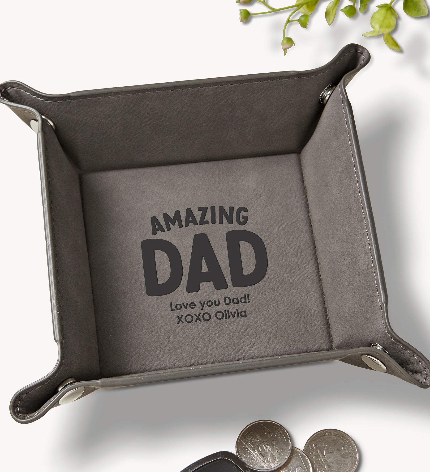 Amazing Dad Personalized Leatherette Valet Tray