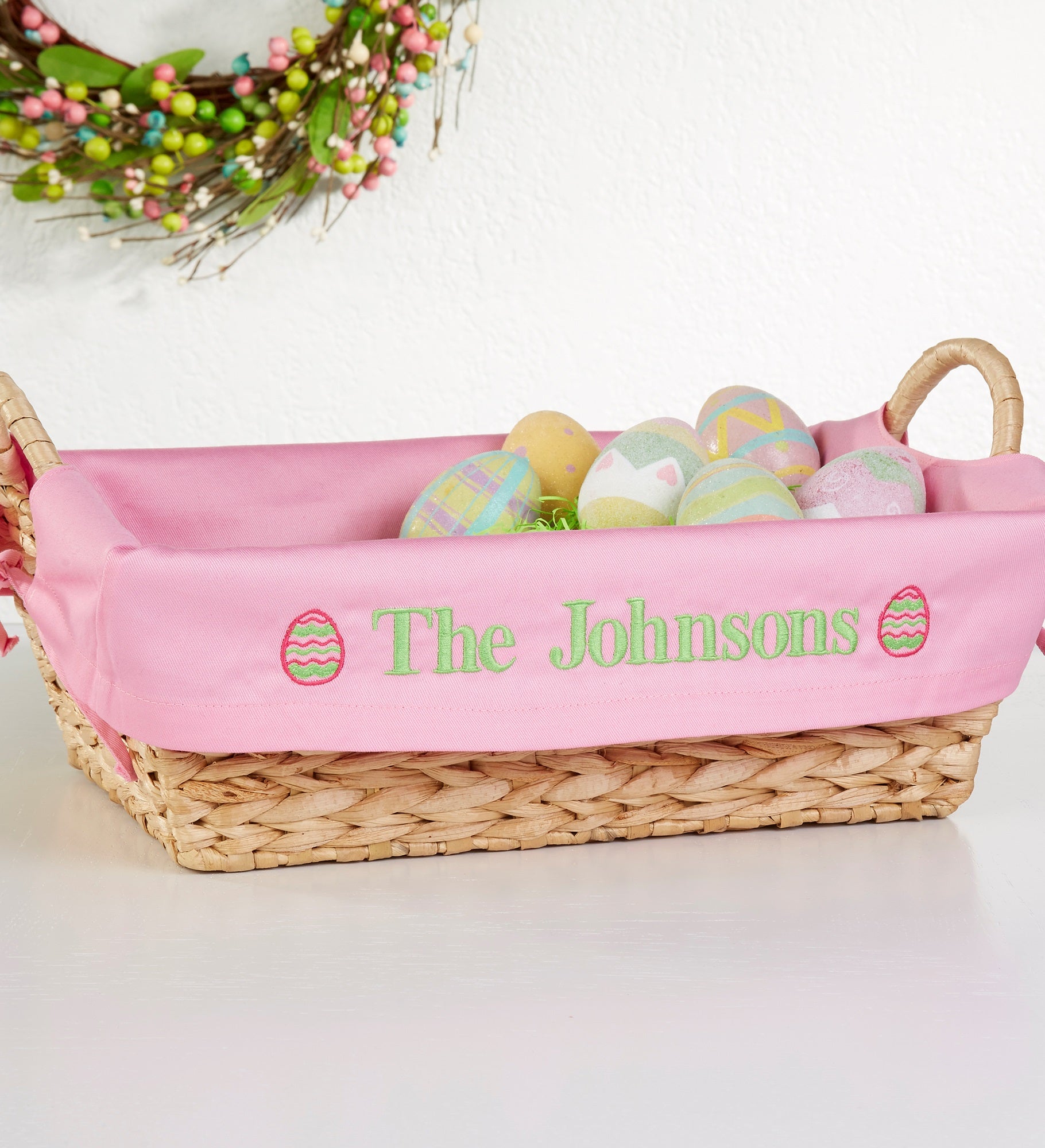 Easter Egg Embroidered Basket Liner