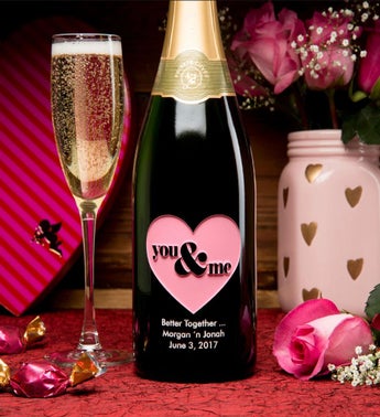 You  Me in Pink Personalized Wine Bottle