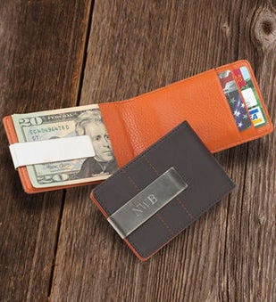Personalized Leather WalletMoney Clip