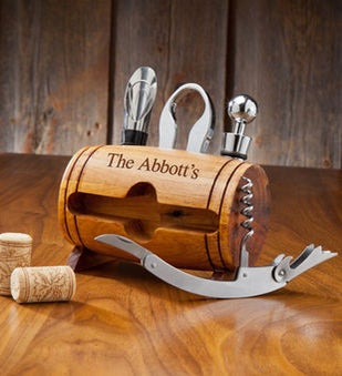 Personalized Wine Barrel Accessory Set