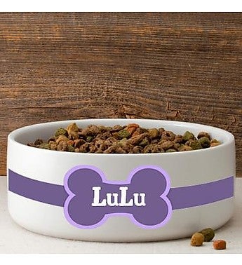 Personalized Colorful Bones Large Dog Bowl