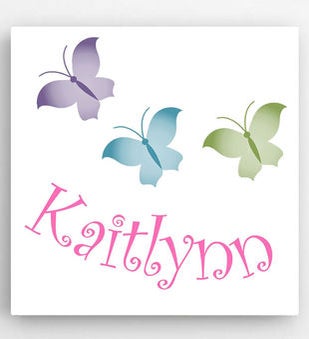 Personalized 14 x 14 Butterflies Kids Canvas