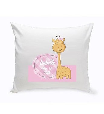 Baby Girl Giraffe Nursery Throw Pillow