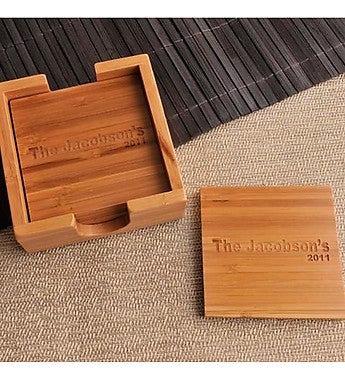 Personalized Bamboo Coaster Set