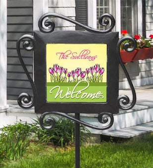 Personalized Spring Tulips Garden Stake