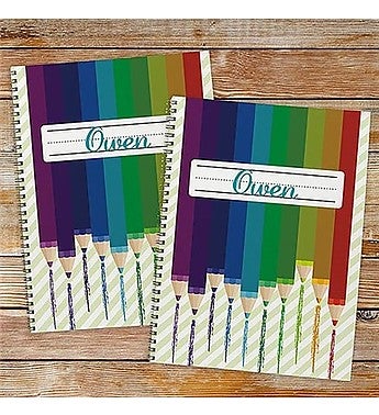 Personalized Colored Pencil Notebook - Set of Two