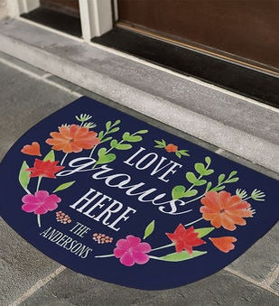 Love Grows Here Personalized Doormat