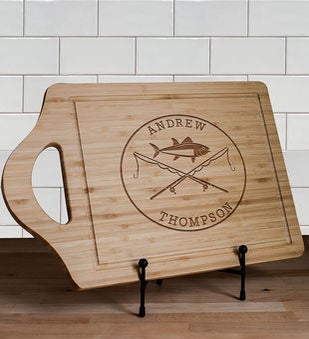 Engraved Fishing Poles Cutting Board
