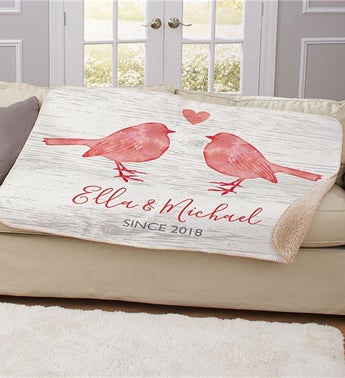 Personalized Love Birds Sherpa Blanket