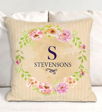 Personalized Floral Spring Throw Pillow