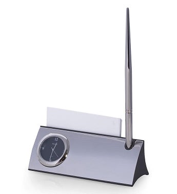 Personalized Silver Card  Pen Holder