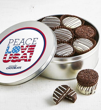 Simply Chocolate Peace Love USA OREO Tin