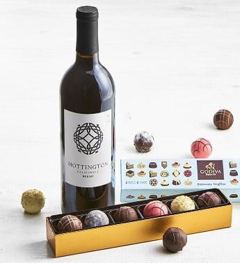 Godiva Patisserie Truffles Box  Merlot Wine