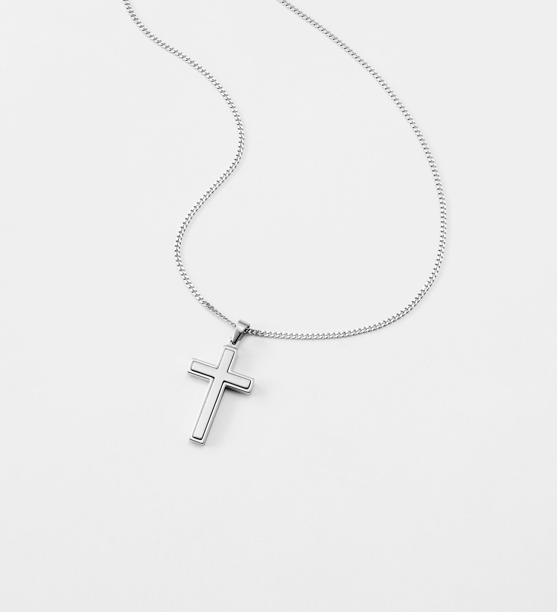Engraved Children's Two Tone Stainless Cross Necklace