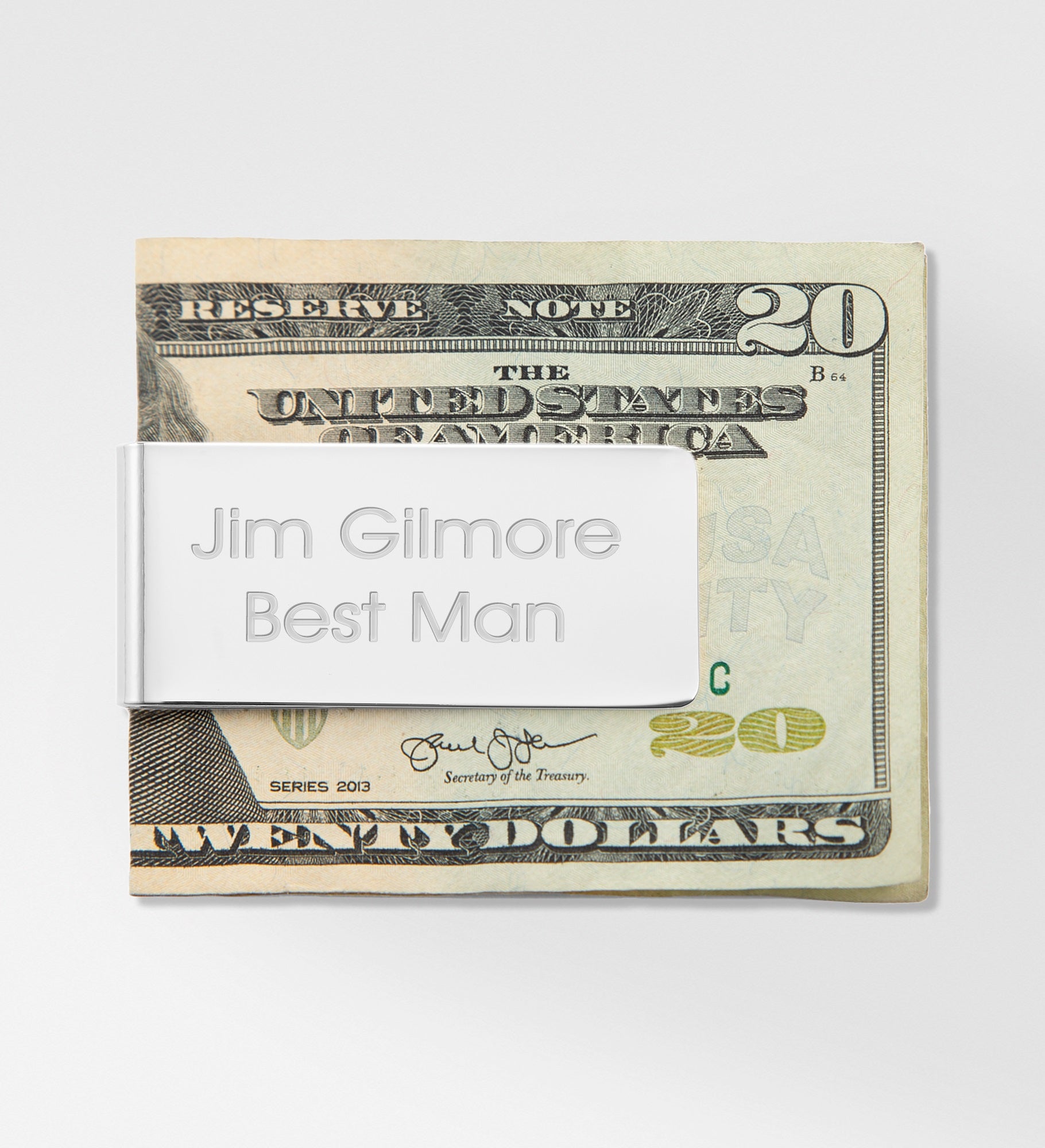 Engraved Nickel Money Clip for Him