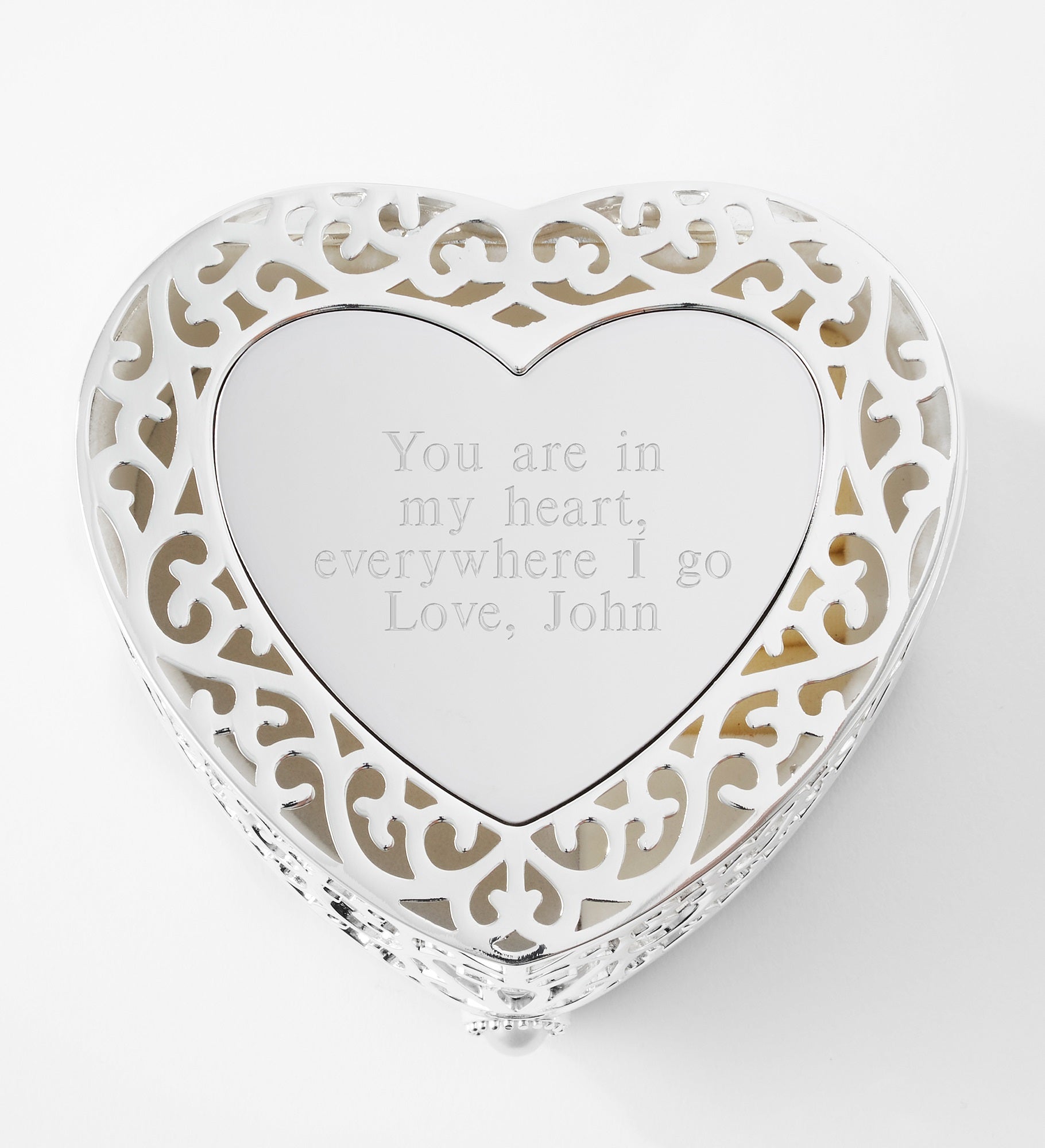 Engraved Scroll Heart Keepsake Box