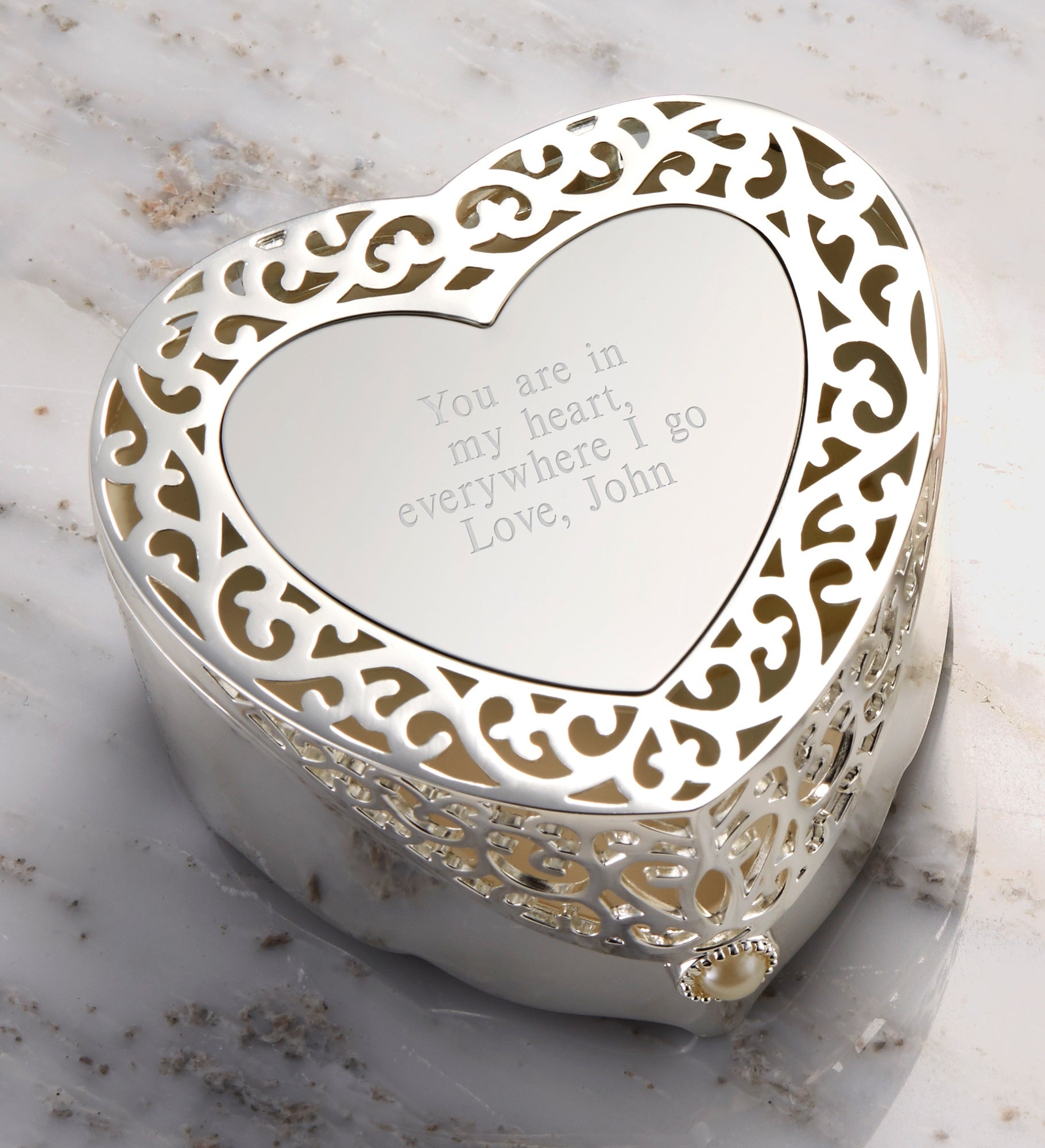Engraved Scroll Heart Keepsake Box