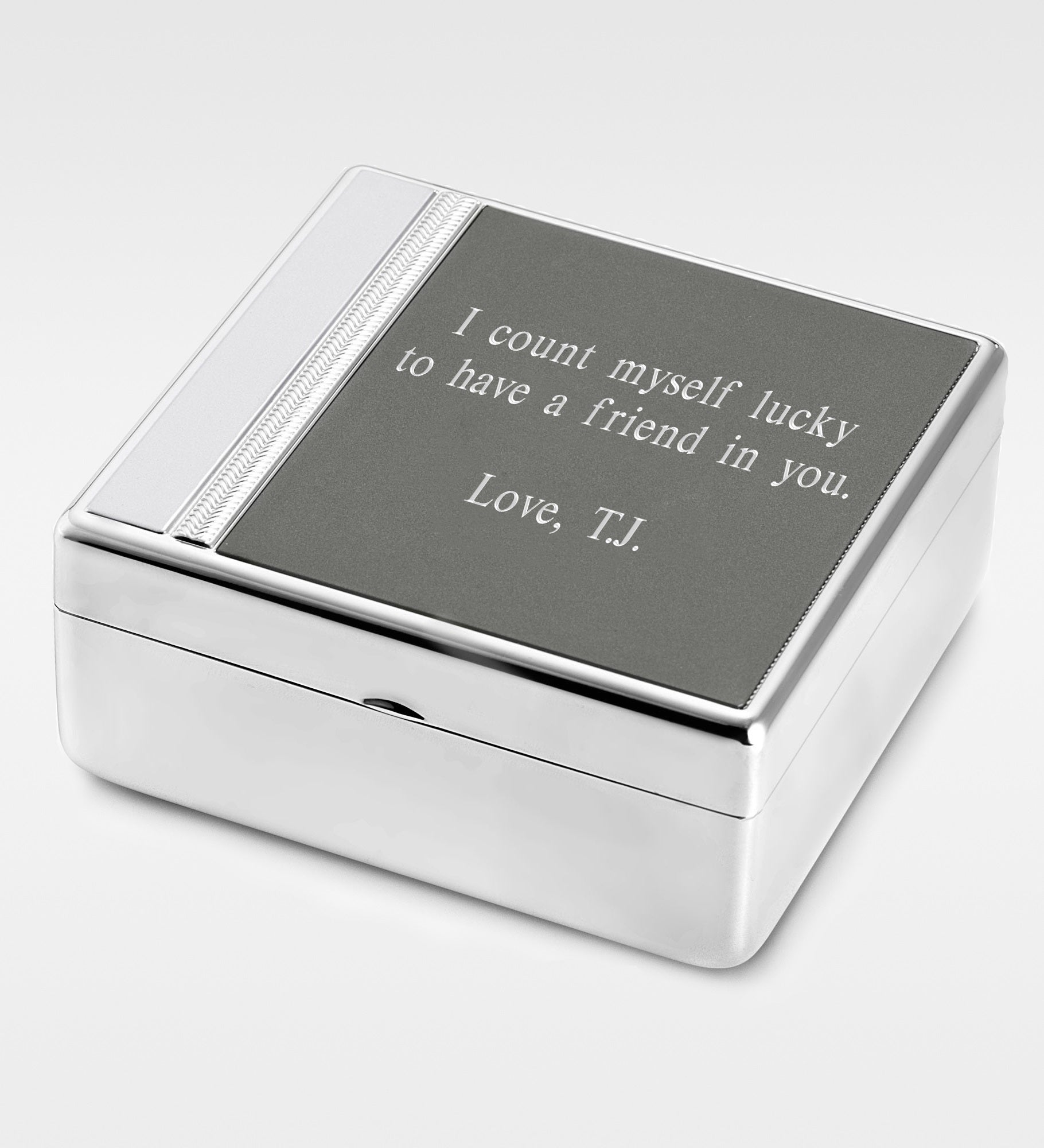 Engraved Silver and Gunmetal Keepsake Box