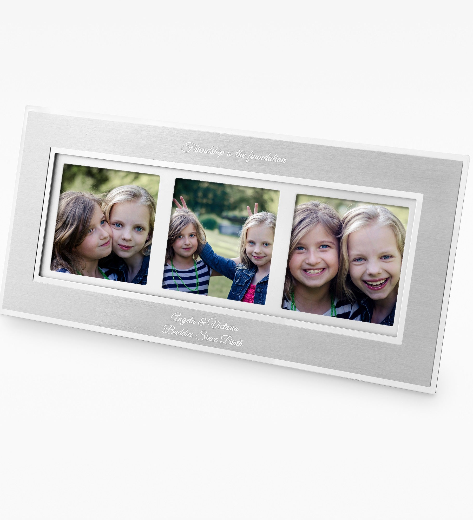 Engraved Flat Iron Friendship Three Picture Frame