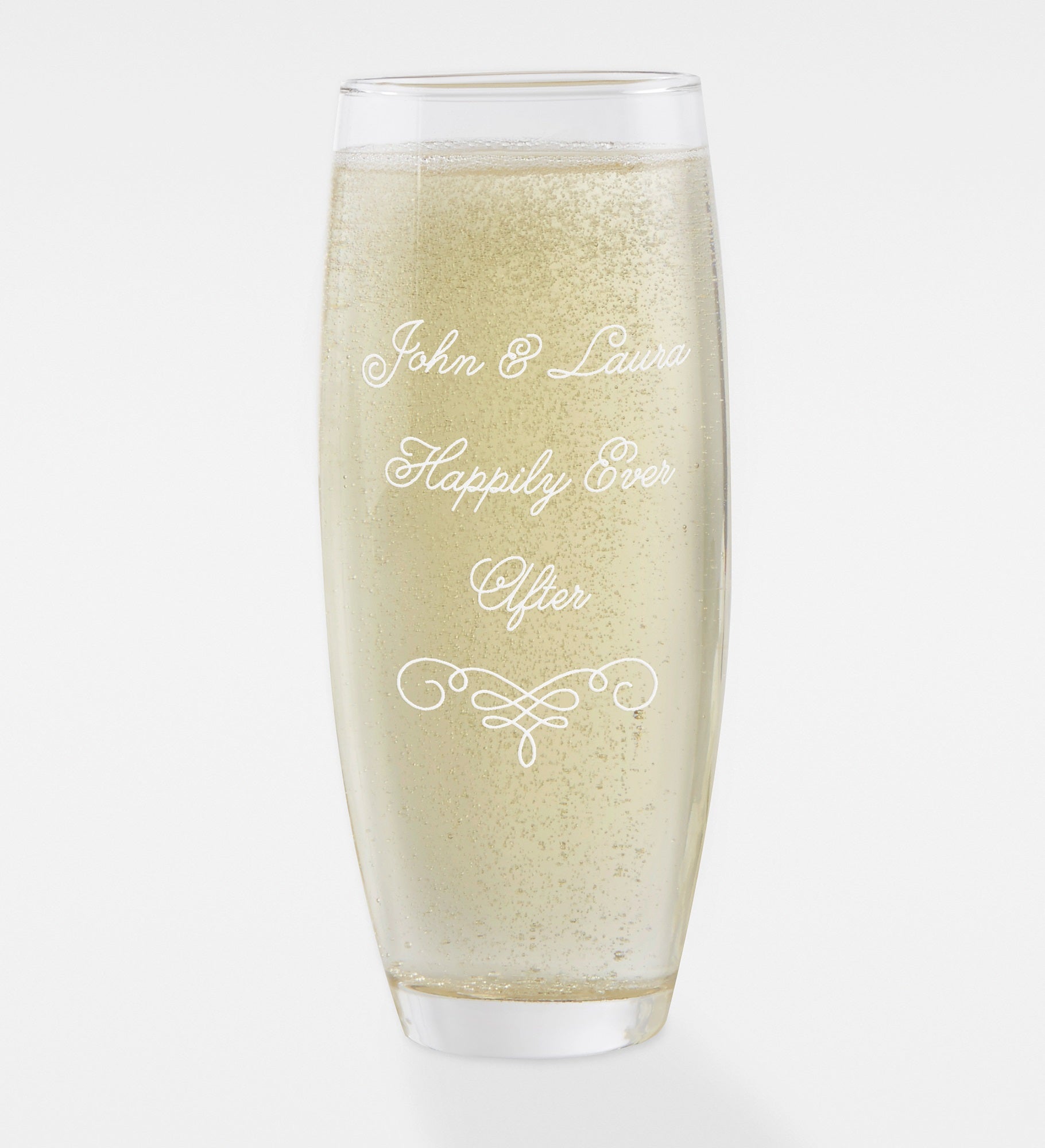 Engraved Couple Stemless Champagne Flute