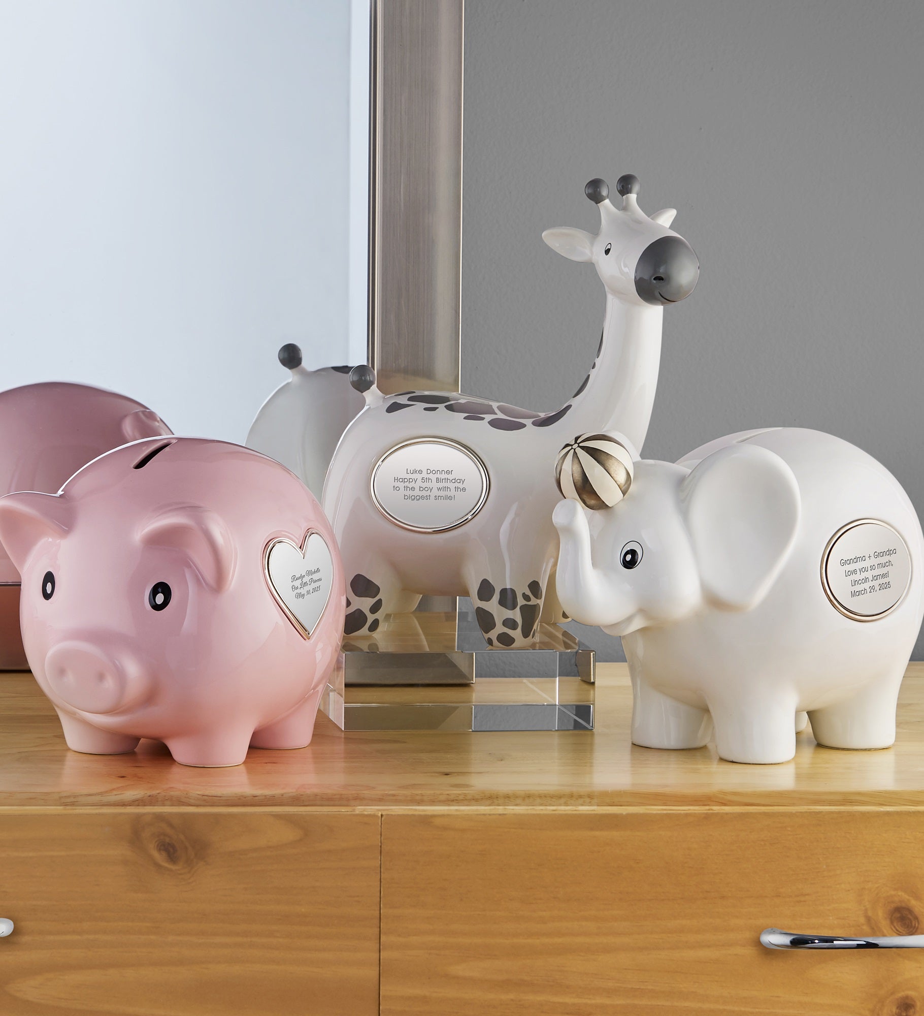 Engraved Ceramic Giraffe Bank