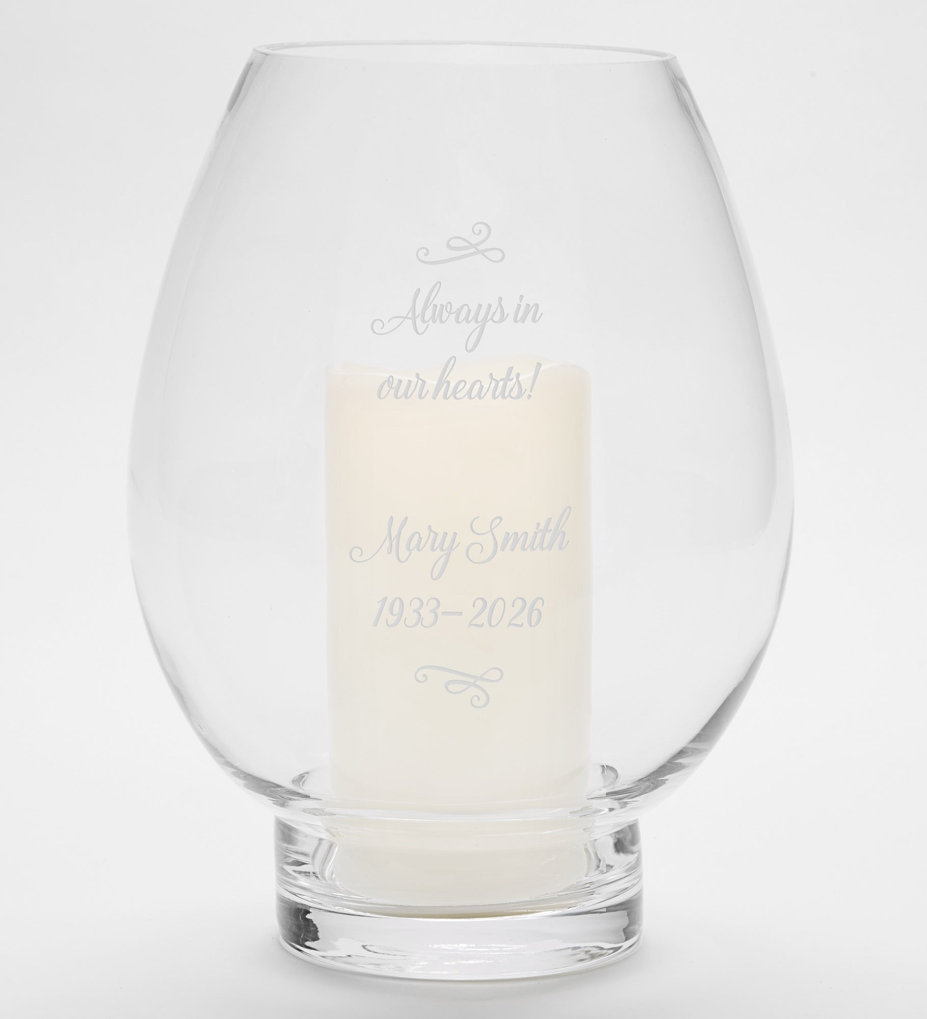 Engraved Memorial Hurricane Candle Holder