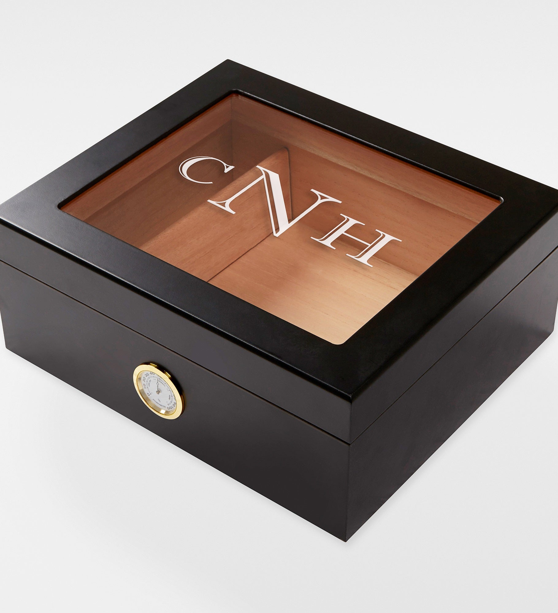 Engraved Black Cigar Humidor 50 Count For Dad