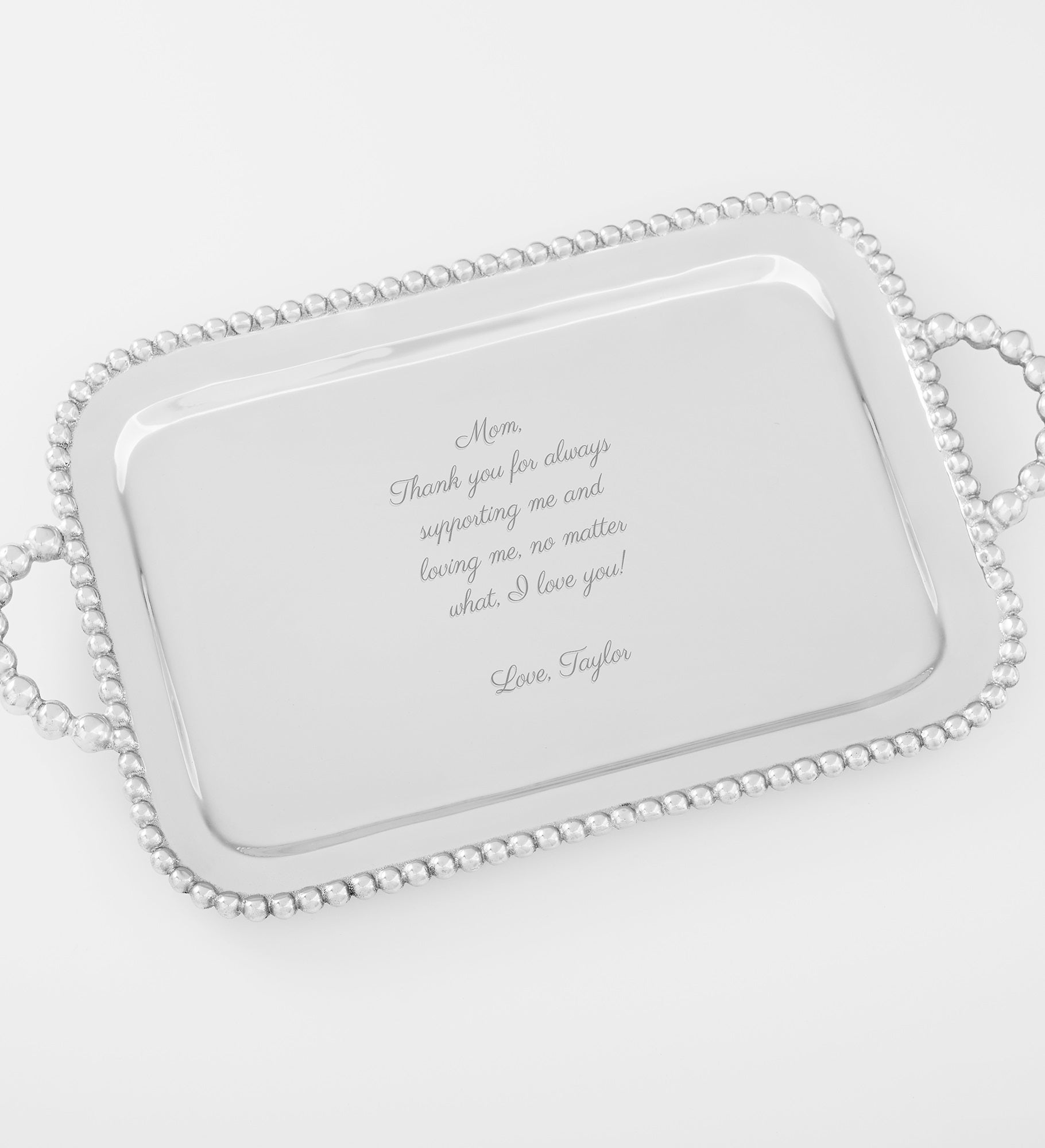 Engraved Mariposa® String of Pearls Large Handled Tray