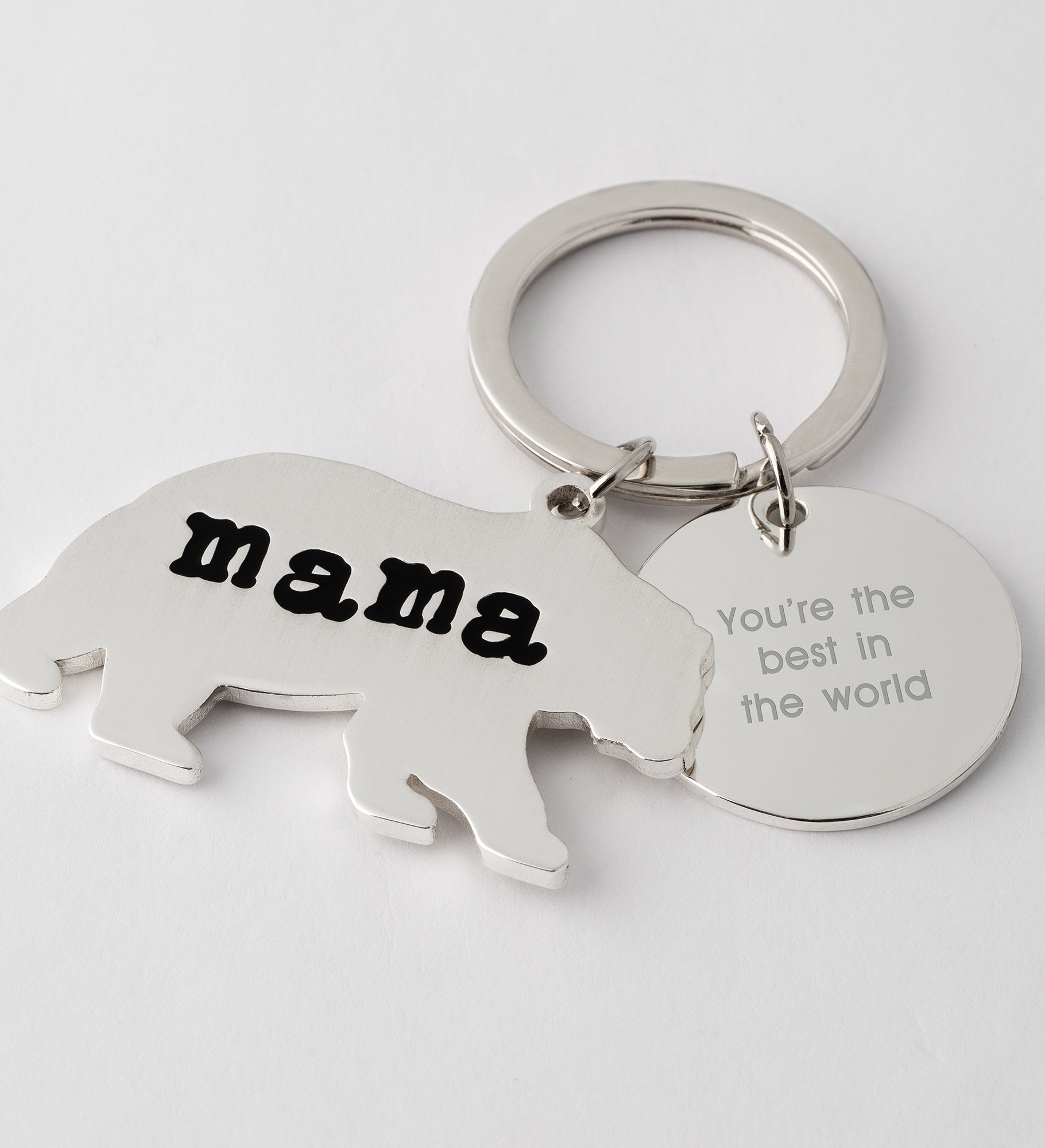 Kittenish Engraved Mama Bear Keychain for Mom