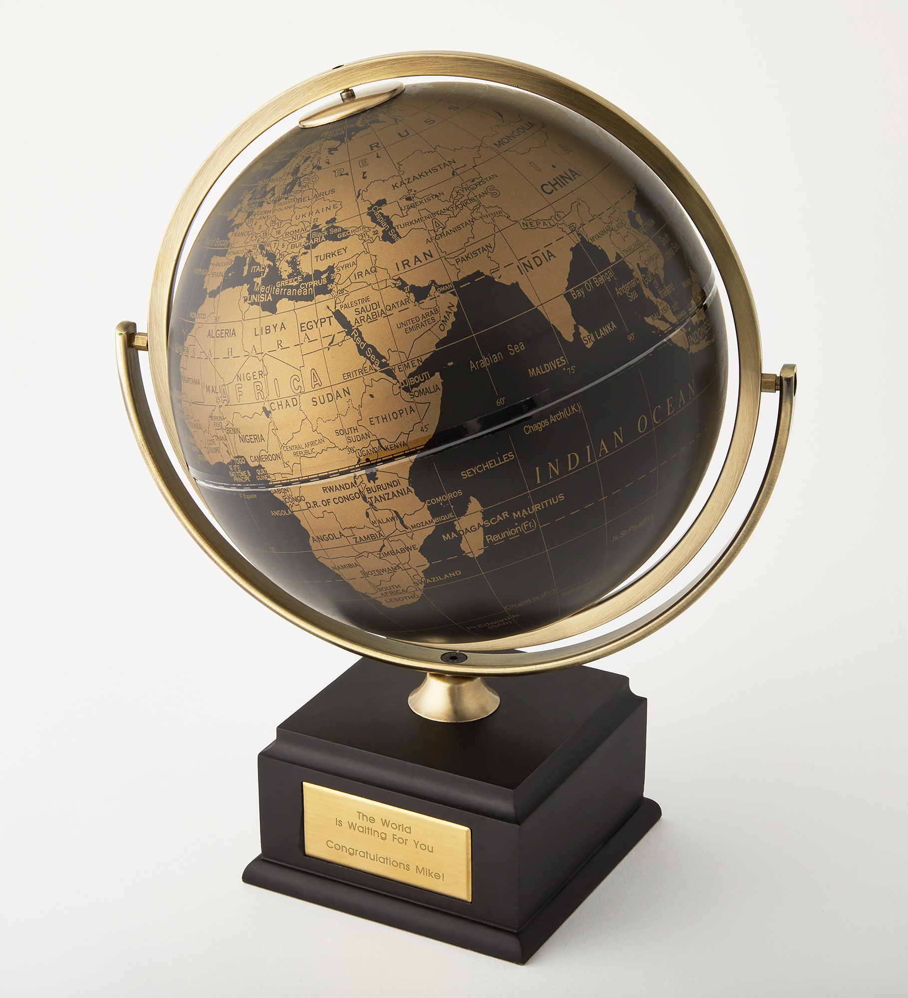  Engraved Graduation Black and Gold Tabletop Globe