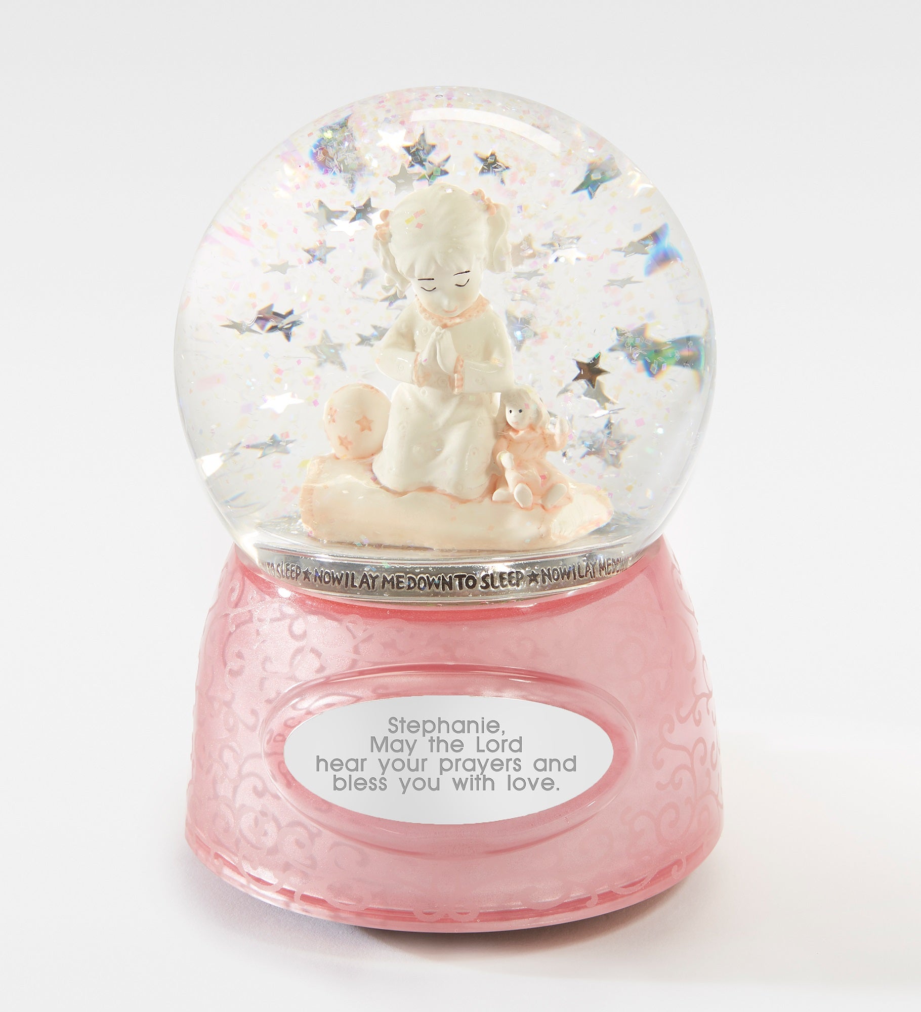 Engraved Praying Girl Snow Globe