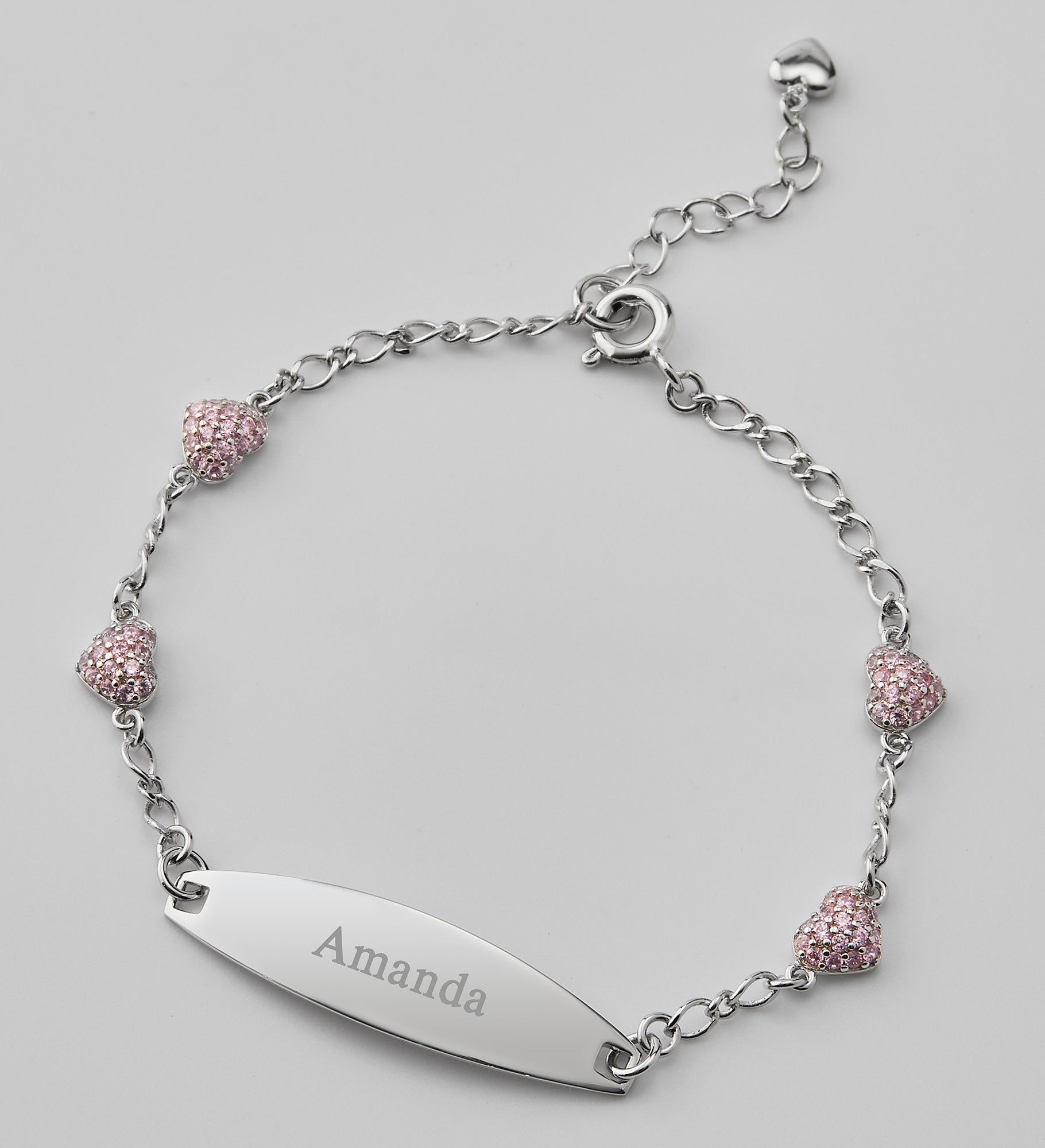 Engraved Sterling Silver Heart ID Bracelet