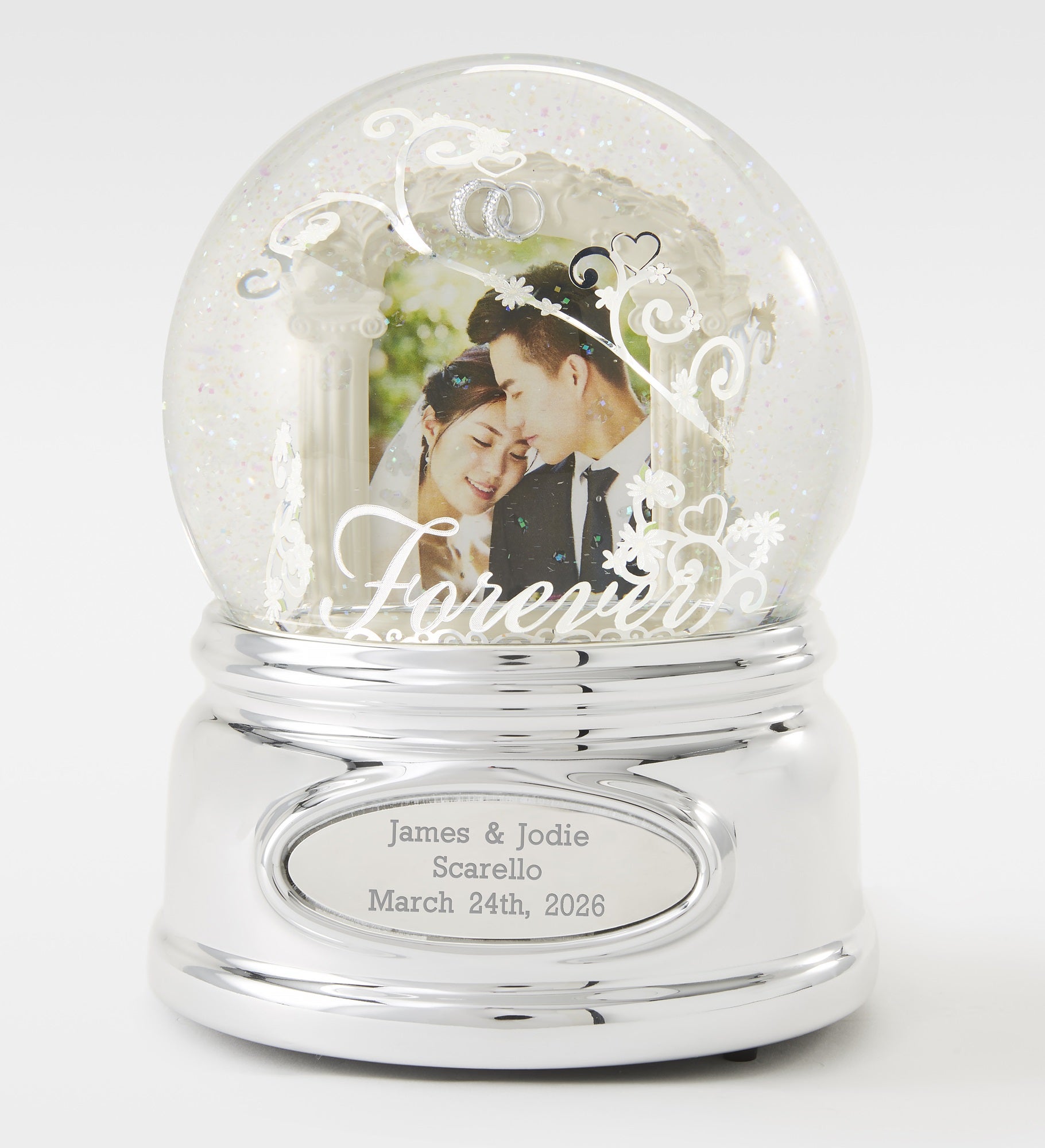 Engraved Wedding Photo Snow Globe