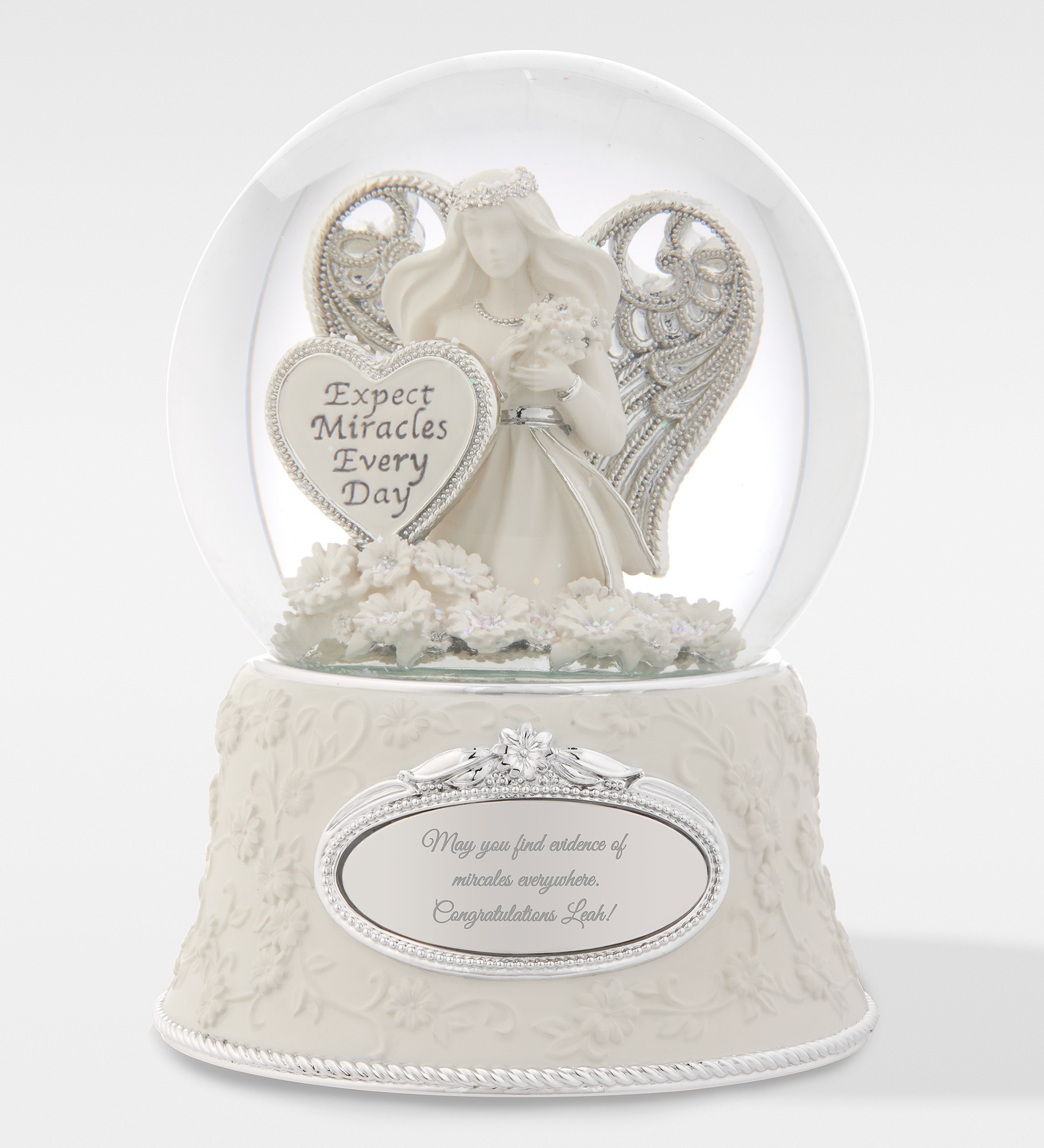  Engraved Religious Miracle Angel Snow Globe