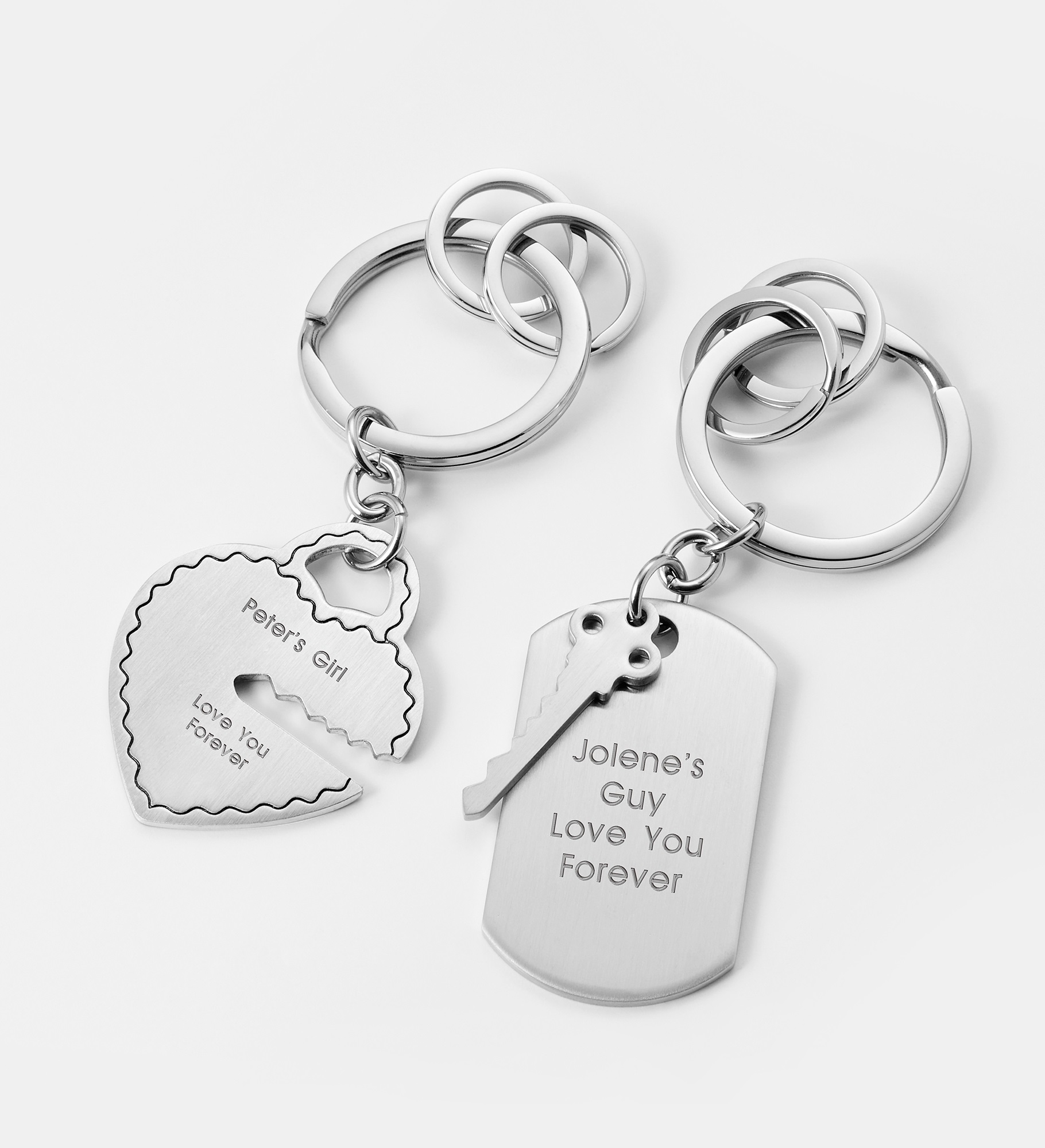 Engraved Key To My Heart Keychain Set