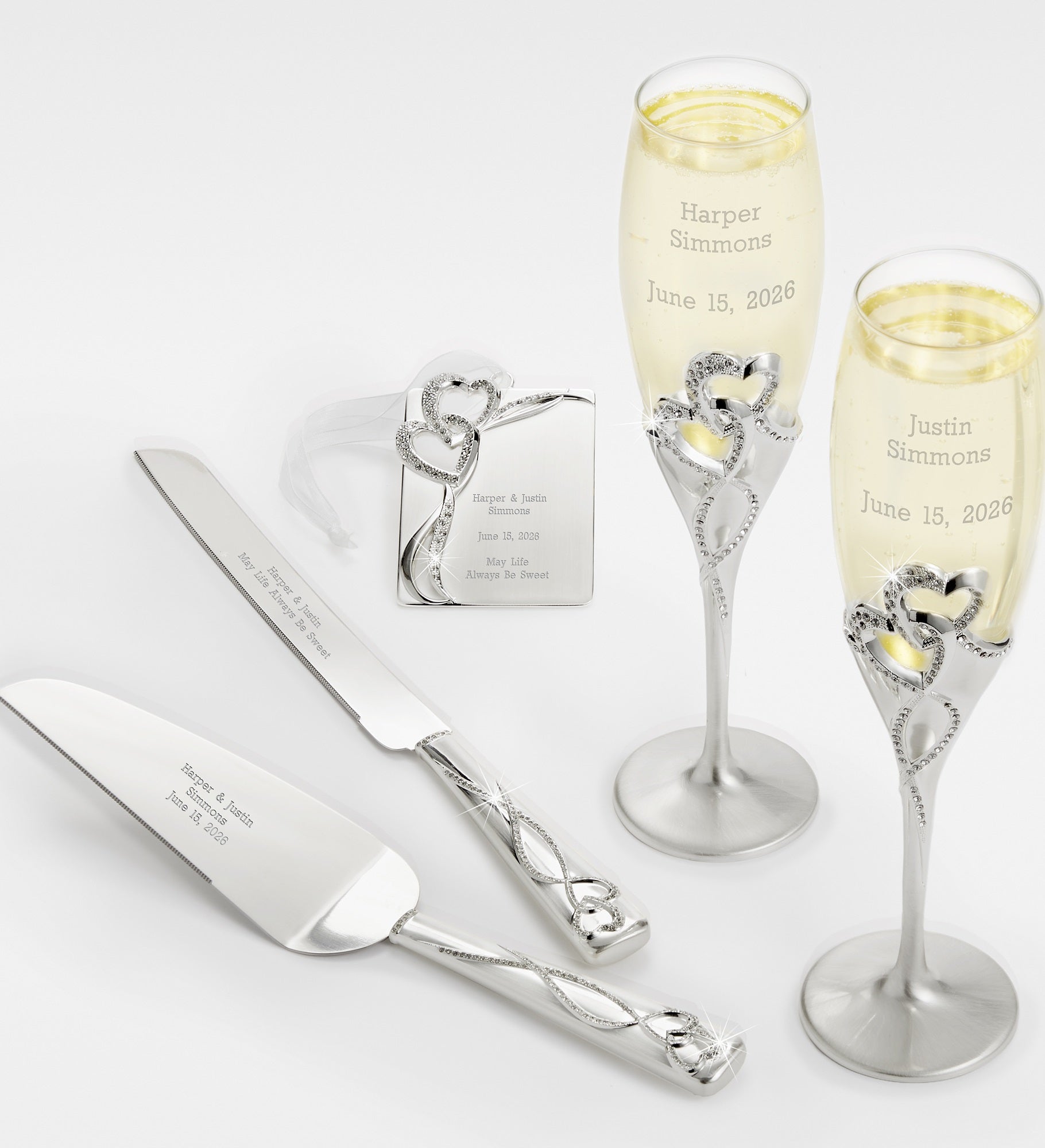 Engraved Intertwined Heart Wedding Gift Set