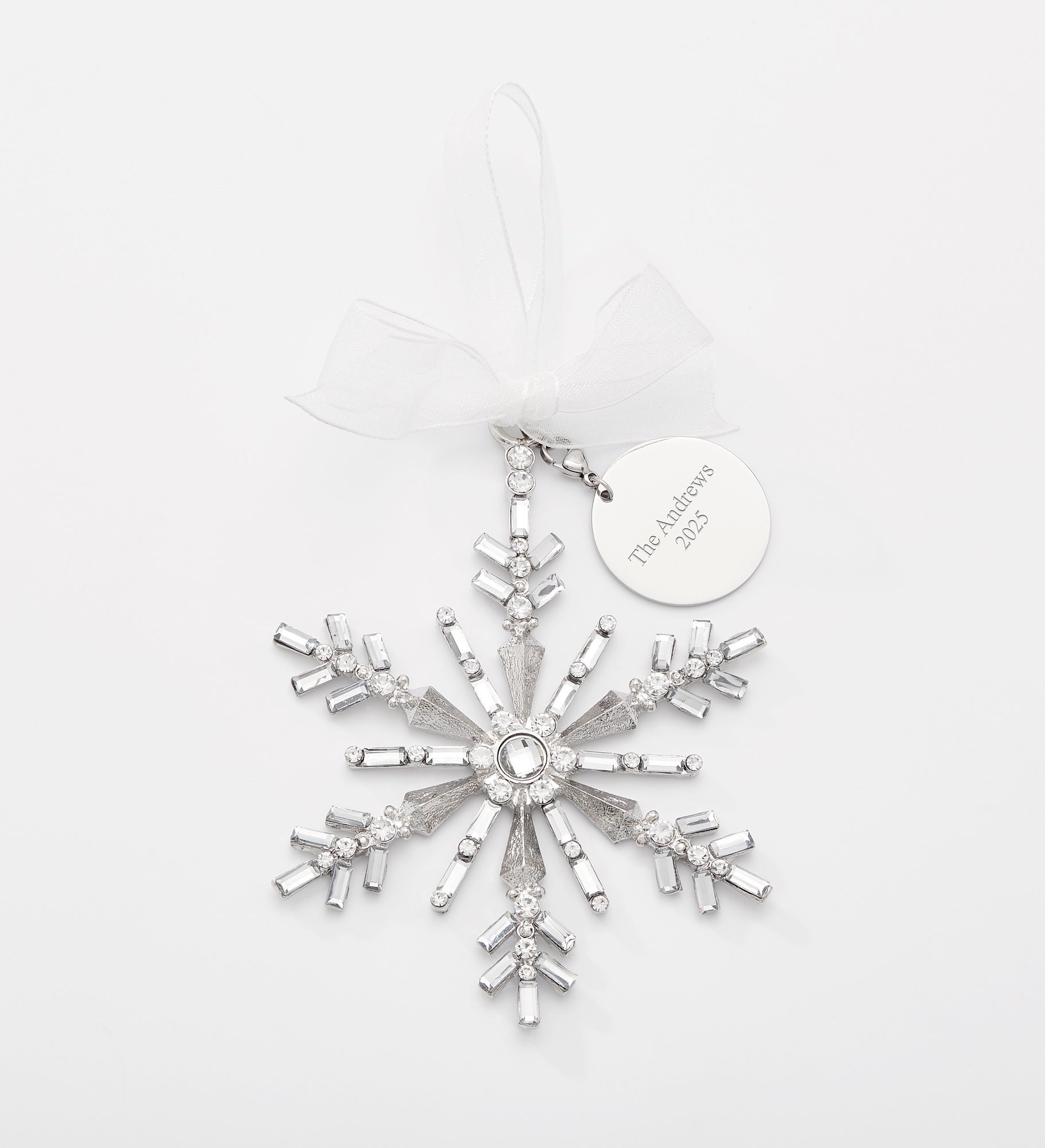 Engraved Jeweled Snowflake Ornament