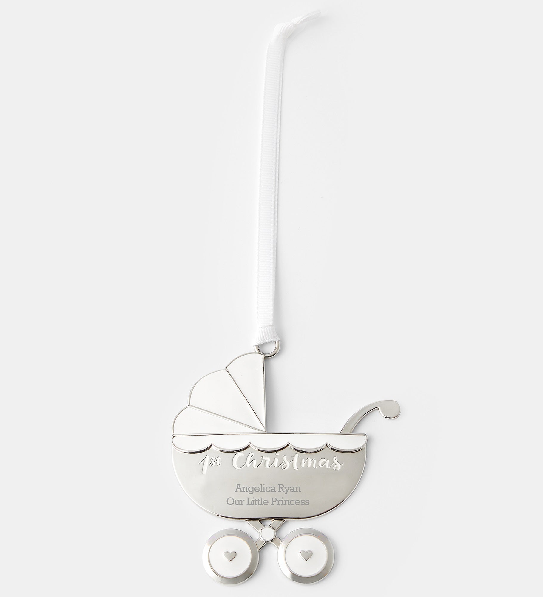 Engraved Baby's First Christmas Carriage Metal Ornament