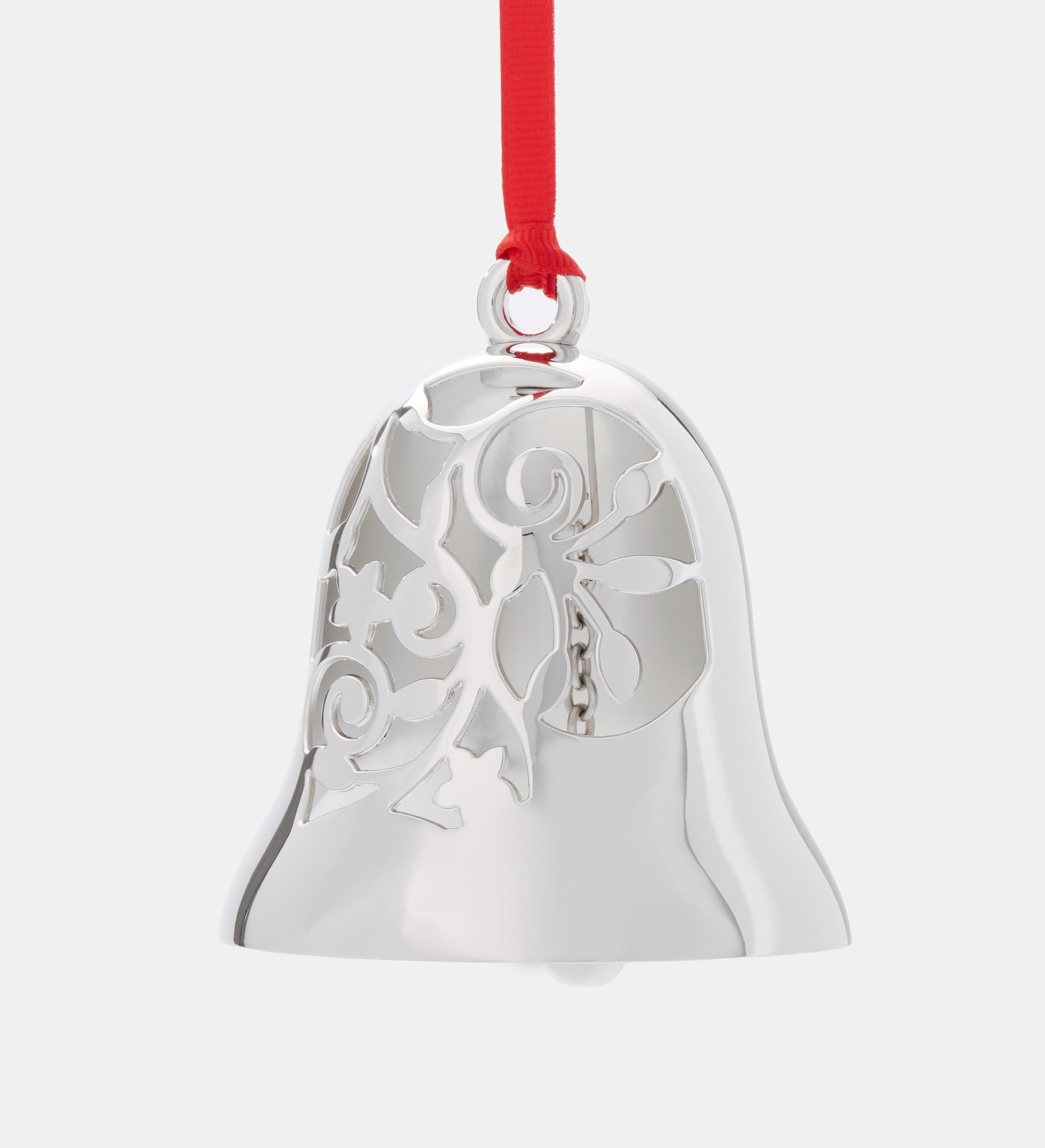 Engraved Silver Scroll Bell Ornament