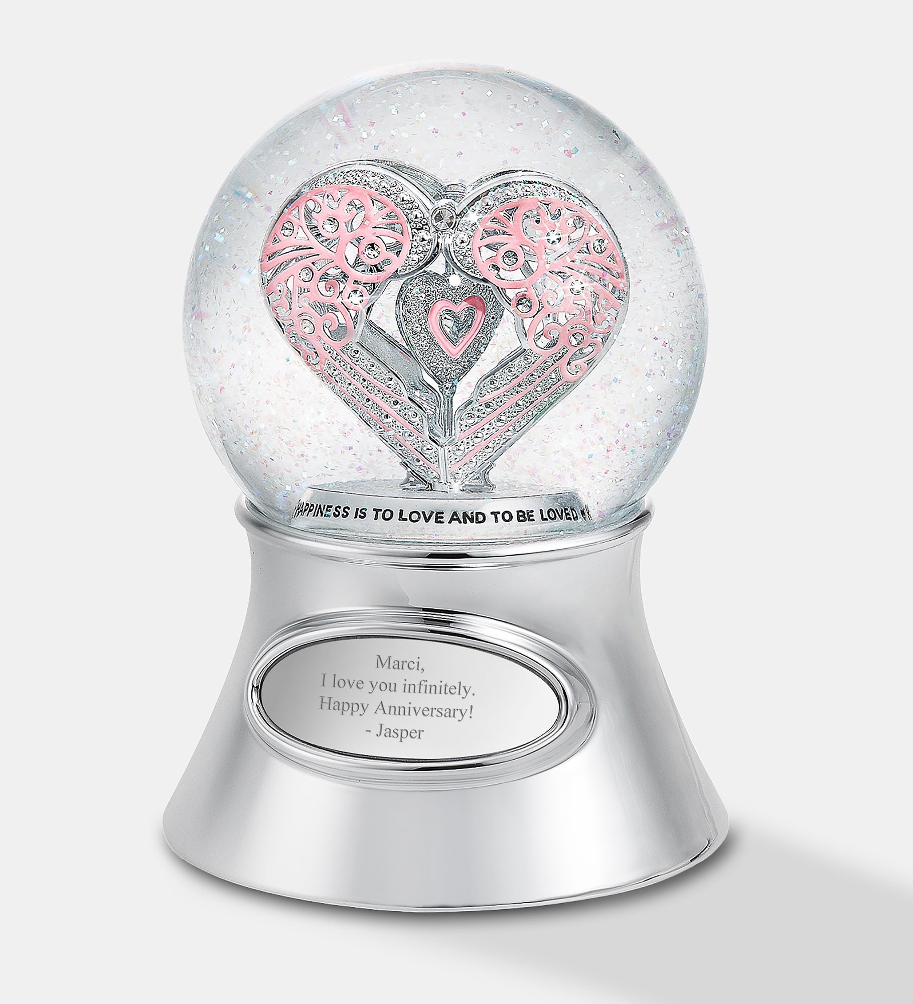 Engraved Say It With Love Heart Snow Globe