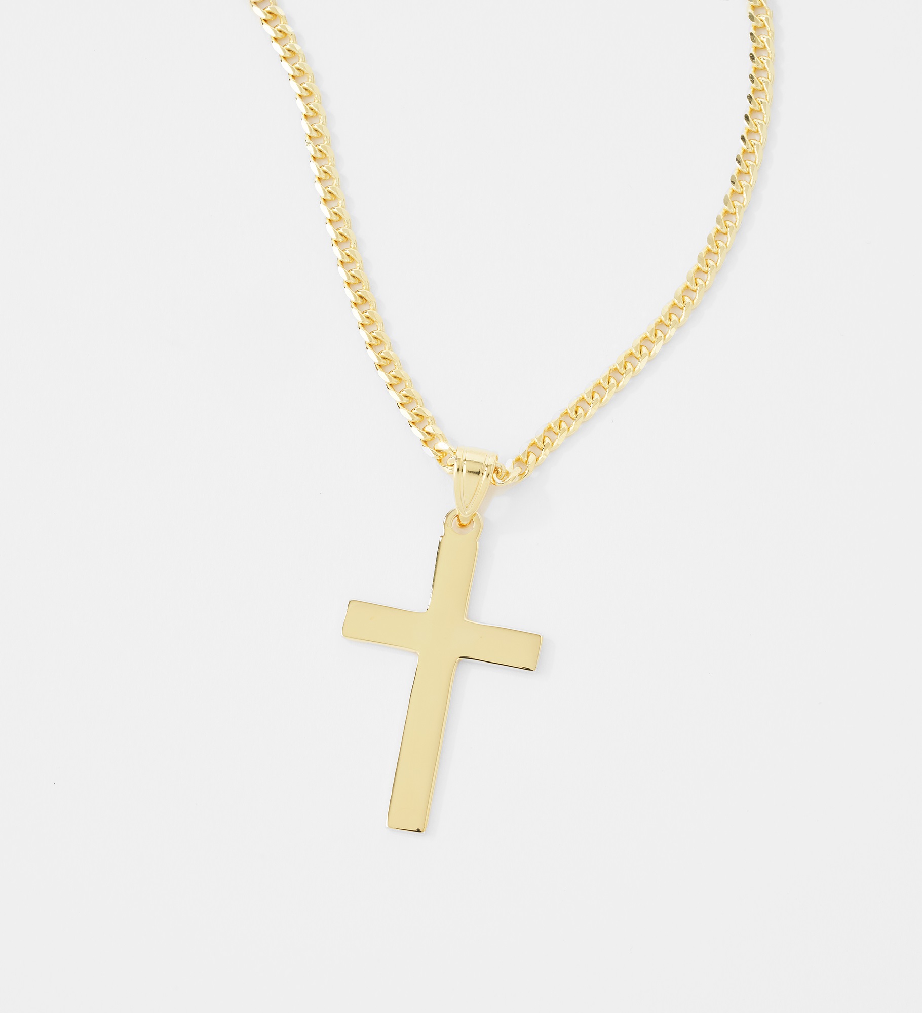 Engraved Gold Over Sterling Silver Cross Necklace