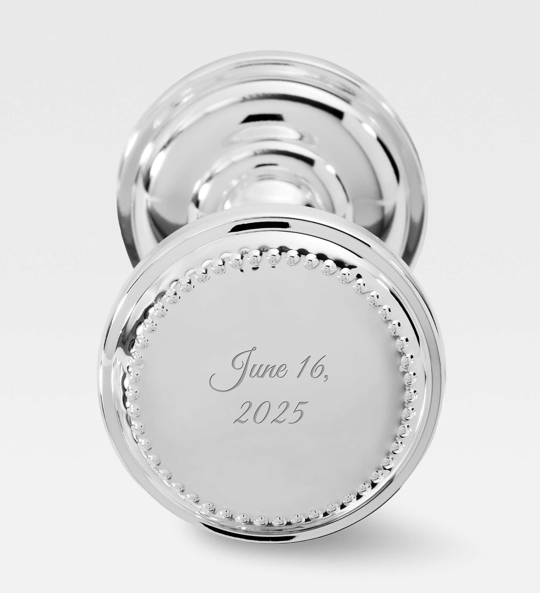 Engraved Silver Beaded Baby Rattle