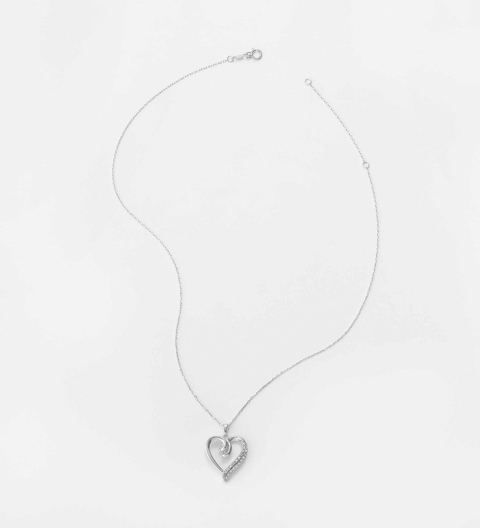 Sterling Silver Diamond Heart Necklace