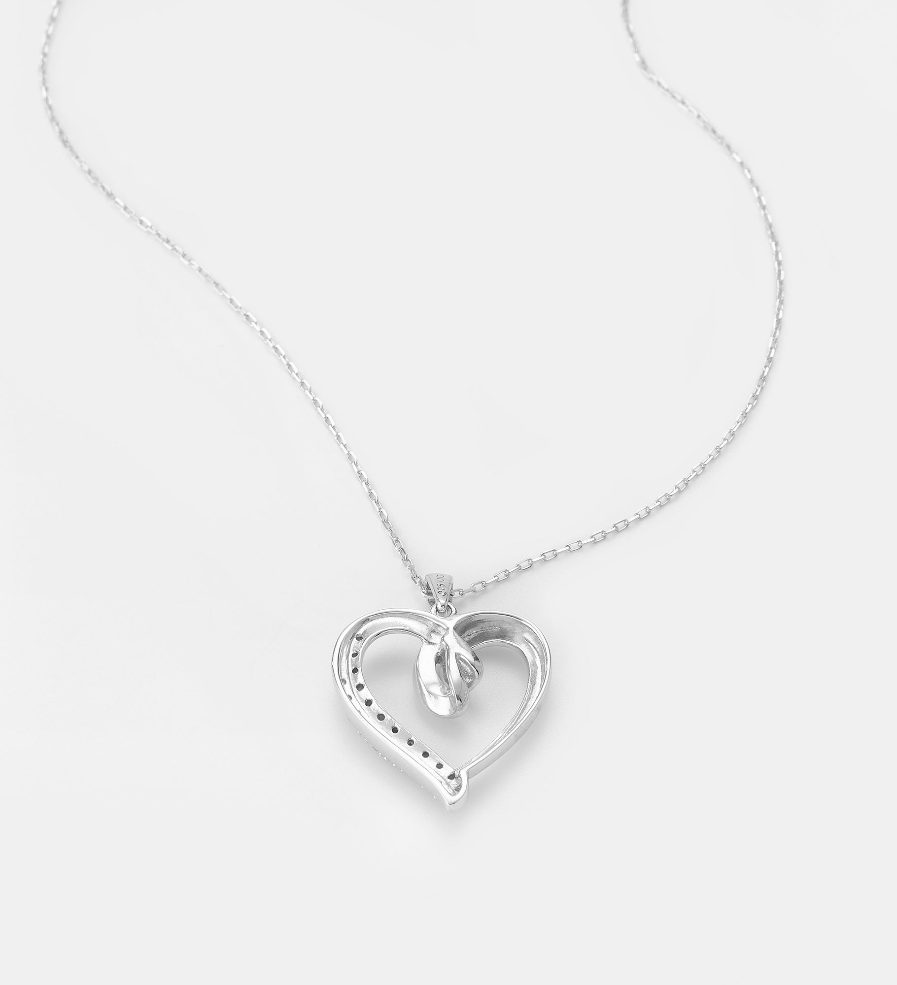 Sterling Silver Diamond Heart Necklace