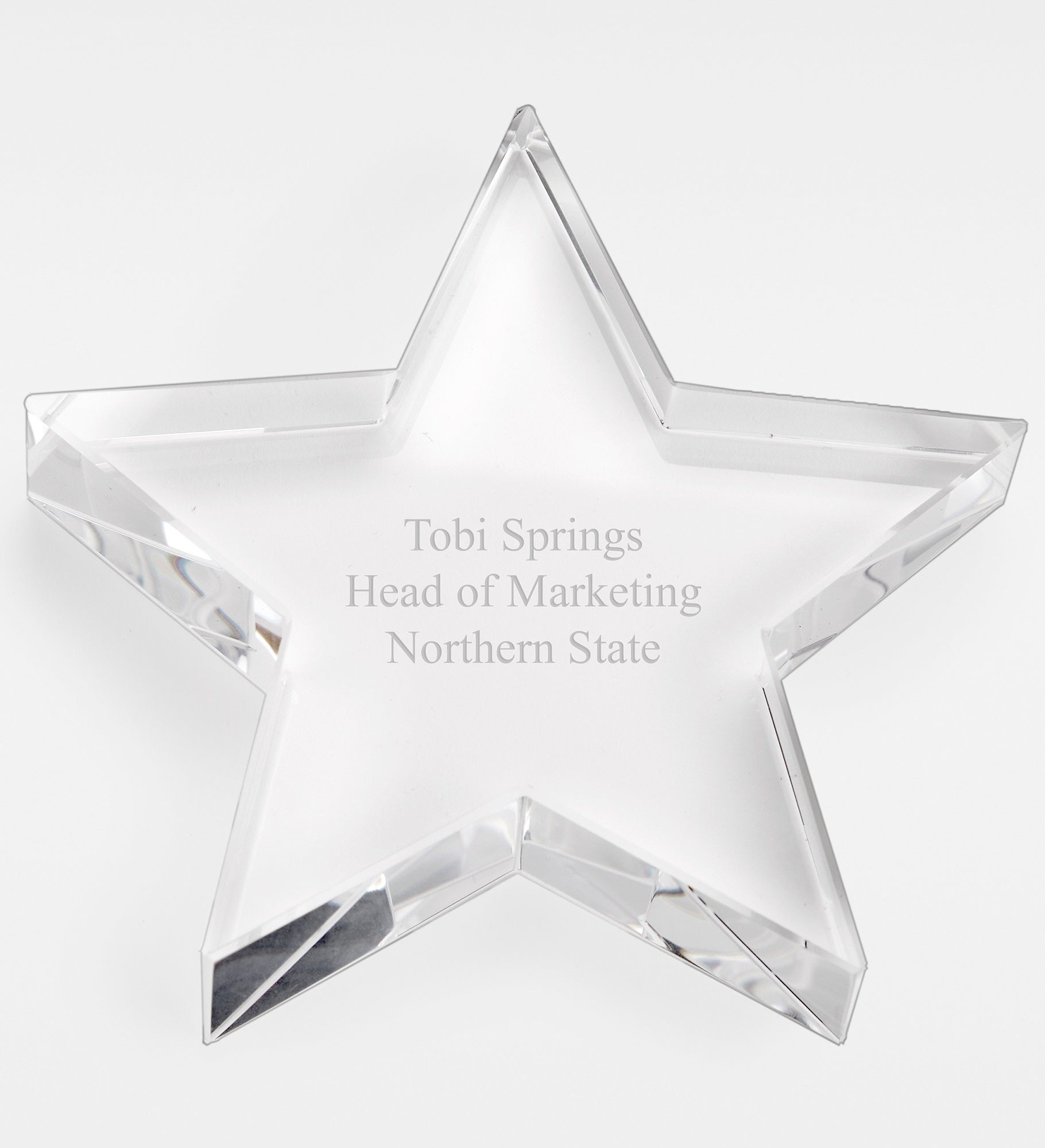 Engraved Crystal Star Paperweight & Keepsake