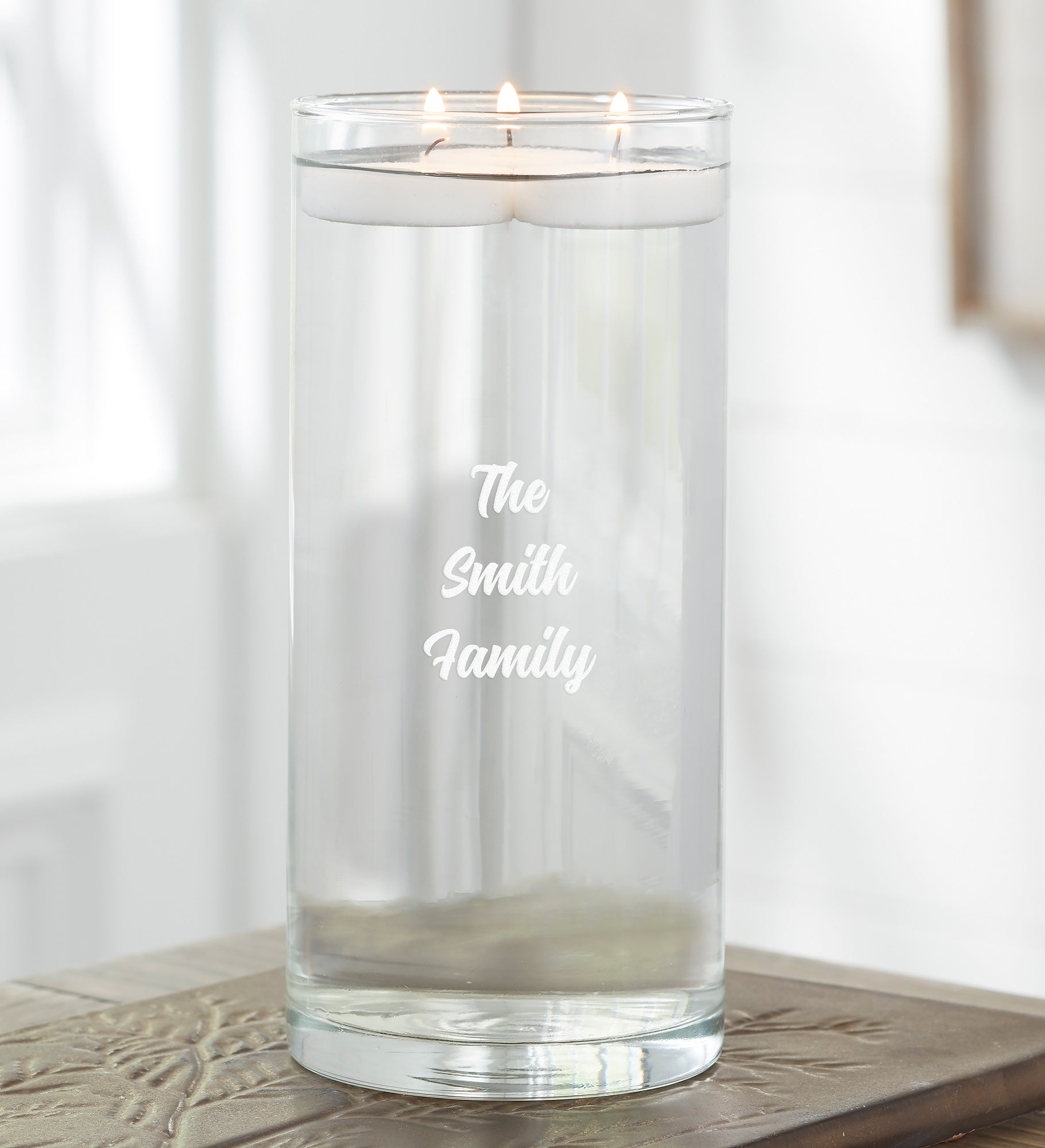 Etched Cylinder Glass Vase 7.5"